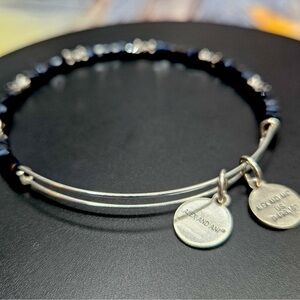 Alex and Ani Silver and Black Beaded Bracelet with energy technology NWT